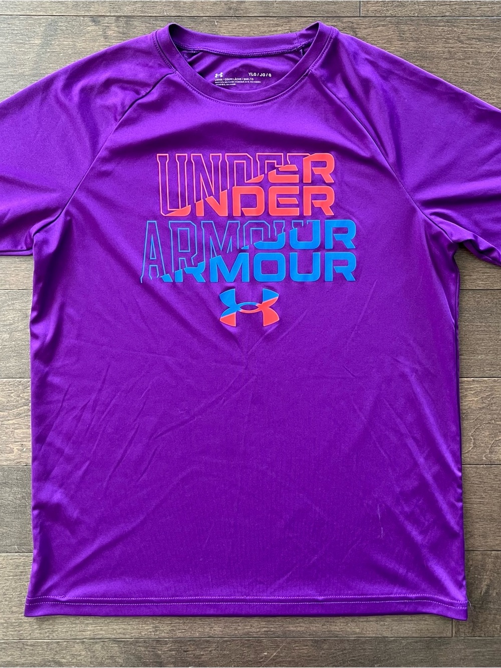 Under Armour Purple Performance Tee with Blue & Coral Logo